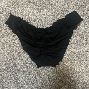 Black Ruched Lace Trim Panties